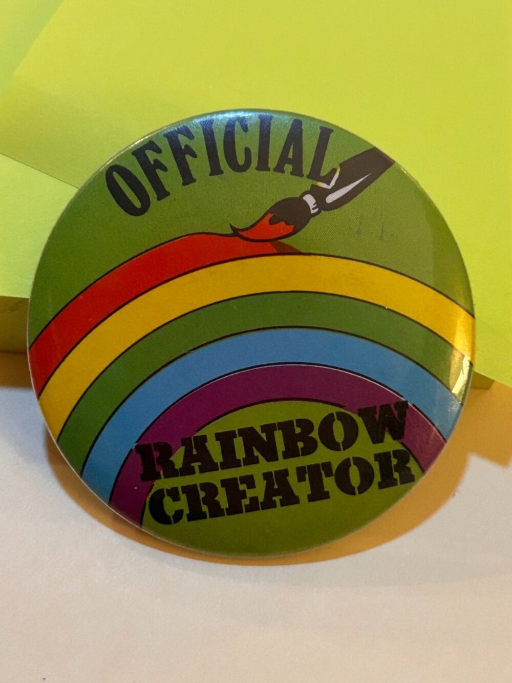 Vintage Official Rainbow Creator Button Pin Badge 1980s